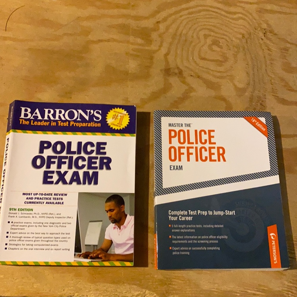 Barron’s and Peterson’s police officer exam preparation books